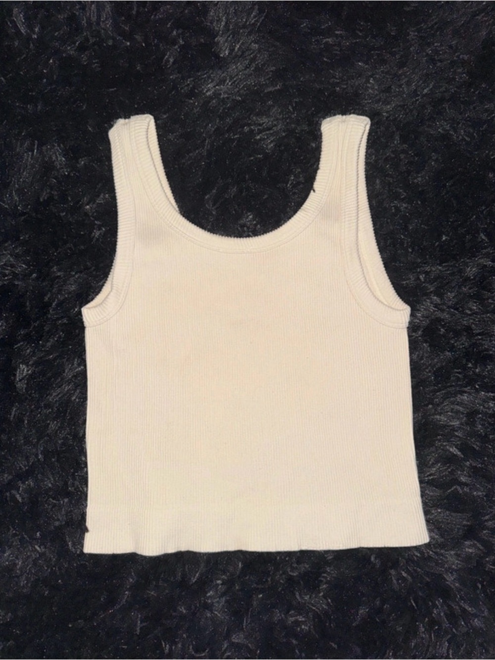 Ribbed Scoop Neck Tank Top - Cream